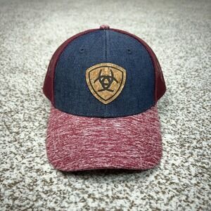 Ariat Hat Cap Snap Back One Size Blue Maroon Mesh Trucker Patch Mens Outdoor